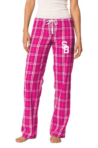 Ladies' Flannel Lounge Pajama Pants by Boxercraft, with pockets and screenprinted SB logo.