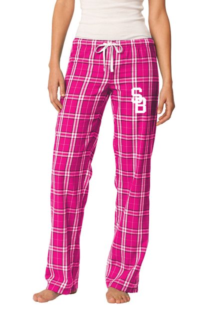 Ladies' Flannel Lounge Pajama Pants by Boxercraft, with pockets and screenprinted SB logo.