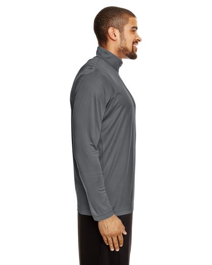 Men's Performance Quarter Zip Pullover, with SB logo on front chest. Graphite. Side.