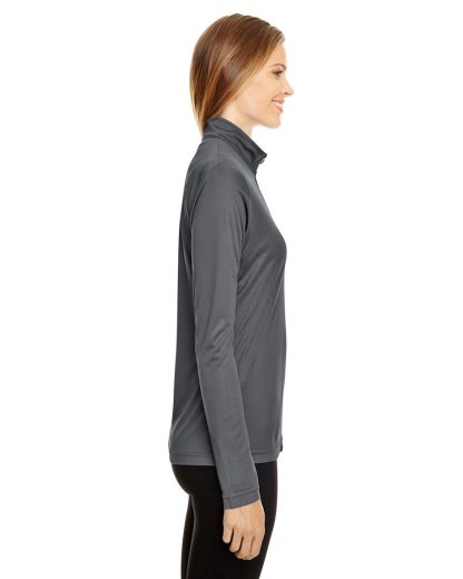 Ladies' Performance Quarter Zip Pullover, with SB logo on front chest. Gray. Side.