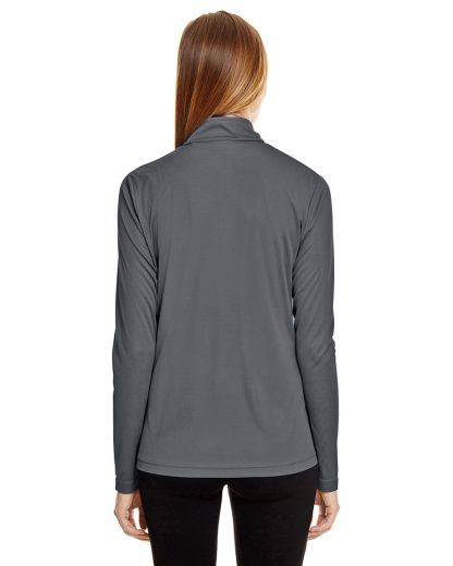 Ladies' Performance Quarter Zip Pullover, with SB logo on front chest. Gray. Back.